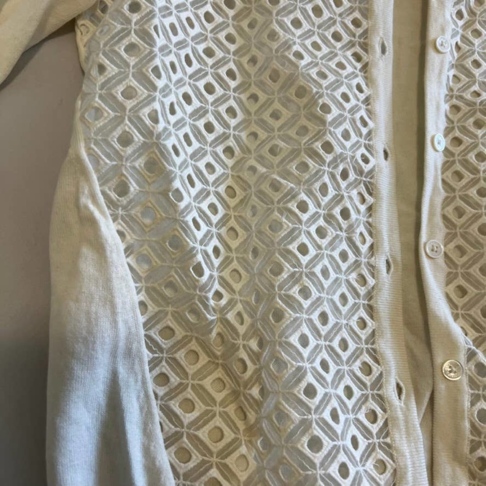 Vince Camuto new ivory graphic illusion sweater cardigan S - Picture 2 of 9